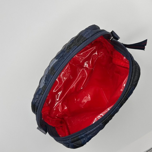 Oliver Thomas Quilted Camo Cosmetic Bag Pouch Makeup Toiletry Travel Navy Blue - Picture 6 of 9